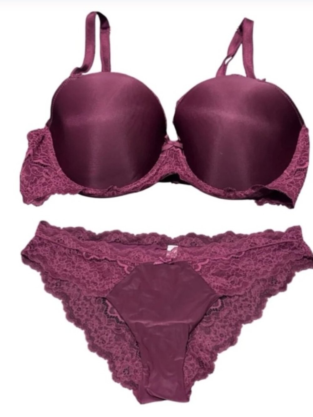 Victoria's Secret Lace Demi Bra 36D with Padding and Panty (M) lingerie set
